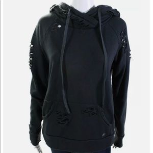 Alo sweatshirt.  Charcoal grey , distressing.   Size small. Excellent condition